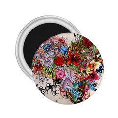 Multicolored Floral Digital Wallpaper Abstract Flowers Heart Free Download 2 25  Magnets by danenraven