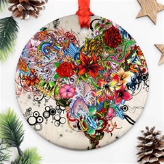 Multicolored Floral Digital Wallpaper Abstract Flowers Heart Free Download Ornament (round) by danenraven