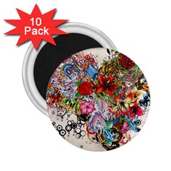 Multicolored Floral Digital Wallpaper Abstract Flowers Heart Free Download 2 25  Magnets (10 Pack)  by danenraven