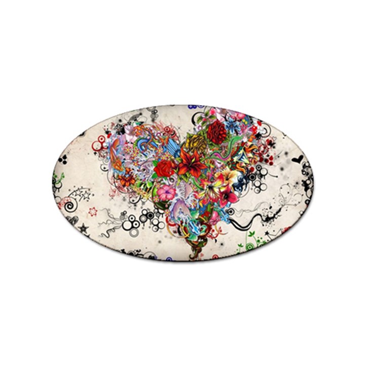 Multicolored Floral Digital Wallpaper Abstract Flowers Heart Free Download Sticker (Oval)