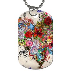 Multicolored Floral Digital Wallpaper Abstract Flowers Heart Free Download Dog Tag (one Side) by danenraven