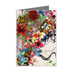 Multicolored Floral Digital Wallpaper Abstract Flowers Heart Free Download Mini Greeting Card by danenraven