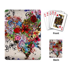 Multicolored Floral Digital Wallpaper Abstract Flowers Heart Free Download Playing Cards Single Design (rectangle) by danenraven