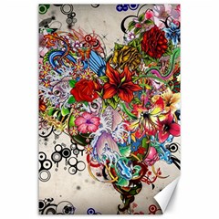 Multicolored Floral Digital Wallpaper Abstract Flowers Heart Free Download Canvas 24  X 36  by danenraven