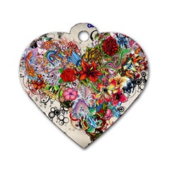 Multicolored Floral Digital Wallpaper Abstract Flowers Heart Free Download Dog Tag Heart (two Sides) by danenraven