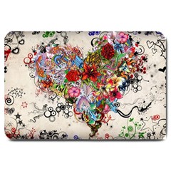 Multicolored Floral Digital Wallpaper Abstract Flowers Heart Free Download Large Doormat by danenraven