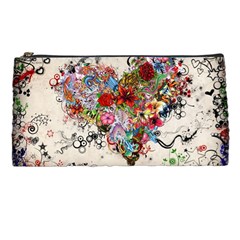 Multicolored Floral Digital Wallpaper Abstract Flowers Heart Free Download Pencil Case by danenraven