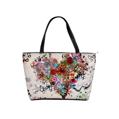 Multicolored Floral Digital Wallpaper Abstract Flowers Heart Free Download Classic Shoulder Handbag by danenraven