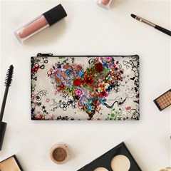 Multicolored Floral Digital Wallpaper Abstract Flowers Heart Free Download Cosmetic Bag (small) by danenraven