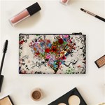 Multicolored Floral Digital Wallpaper Abstract Flowers Heart Free Download Cosmetic Bag (Small) Back