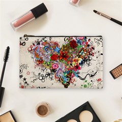 Multicolored Floral Digital Wallpaper Abstract Flowers Heart Free Download Cosmetic Bag (medium) by danenraven