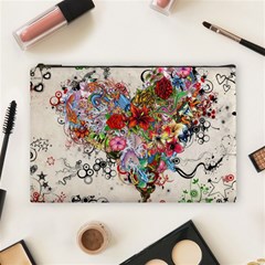 Multicolored Floral Digital Wallpaper Abstract Flowers Heart Free Download Cosmetic Bag (large) by danenraven