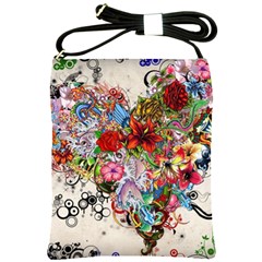 Multicolored Floral Digital Wallpaper Abstract Flowers Heart Free Download Shoulder Sling Bag by danenraven