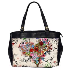 Multicolored Floral Digital Wallpaper Abstract Flowers Heart Free Download Oversize Office Handbag (2 Sides) by danenraven