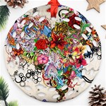 Multicolored Floral Digital Wallpaper Abstract Flowers Heart Free Download Ornament (Round Filigree) Front