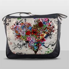 Multicolored Floral Digital Wallpaper Abstract Flowers Heart Free Download Messenger Bag by danenraven