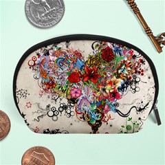 Multicolored Floral Digital Wallpaper Abstract Flowers Heart Free Download Accessory Pouch (large) by danenraven