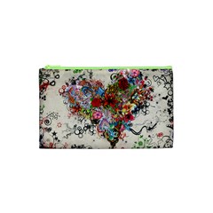 Multicolored Floral Digital Wallpaper Abstract Flowers Heart Free Download Cosmetic Bag (xs) by danenraven