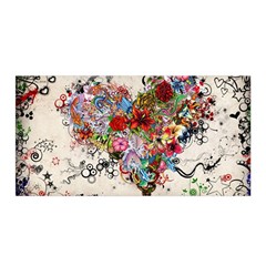 Multicolored Floral Digital Wallpaper Abstract Flowers Heart Free Download Satin Wrap 35  X 70  by danenraven