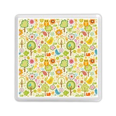 Nature Doodle Art Trees Birds Owl Children Pattern Multi Colored Memory Card Reader (square) by danenraven