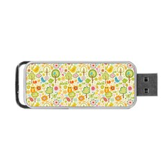 Nature Doodle Art Trees Birds Owl Children Pattern Multi Colored Portable Usb Flash (one Side) by danenraven