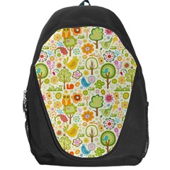 Nature Doodle Art Trees Birds Owl Children Pattern Multi Colored Backpack Bag by danenraven