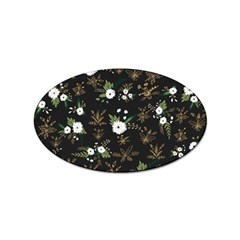 Black And White Floral Textile Digital Art Abstract Pattern Sticker Oval (100 Pack) by danenraven