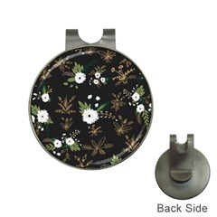 Black And White Floral Textile Digital Art Abstract Pattern Hat Clips With Golf Markers by danenraven