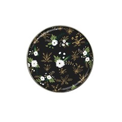 Black And White Floral Textile Digital Art Abstract Pattern Hat Clip Ball Marker by danenraven