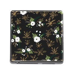 Black And White Floral Textile Digital Art Abstract Pattern Memory Card Reader (square 5 Slot) by danenraven