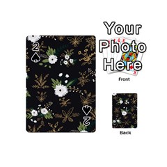 Black And White Floral Textile Digital Art Abstract Pattern Playing Cards 54 Designs (mini) by danenraven