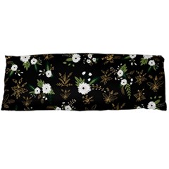 Black And White Floral Textile Digital Art Abstract Pattern Body Pillow Case (dakimakura) by danenraven