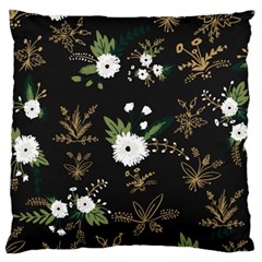 Black And White Floral Textile Digital Art Abstract Pattern Large Cushion Case (one Side) by danenraven