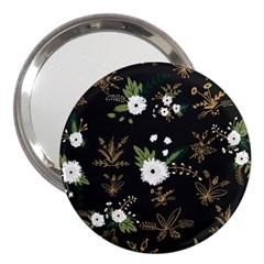 Black And White Floral Textile Digital Art Abstract Pattern 3  Handbag Mirrors by danenraven