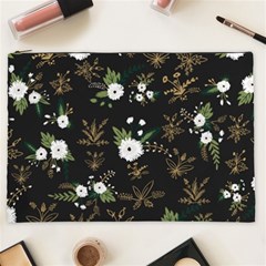 Black And White Floral Textile Digital Art Abstract Pattern Cosmetic Bag (xxl) by danenraven