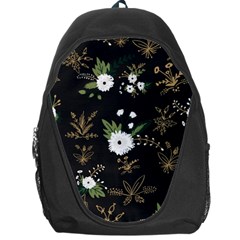 Black And White Floral Textile Digital Art Abstract Pattern Backpack Bag by danenraven