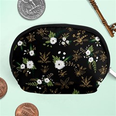 Black And White Floral Textile Digital Art Abstract Pattern Accessory Pouch (medium) by danenraven