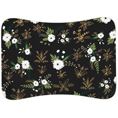 Black And White Floral Textile Digital Art Abstract Pattern Velour Seat Head Rest Cushion by danenraven