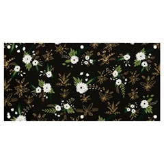 Black And White Floral Textile Digital Art Abstract Pattern Banner And Sign 4  X 2 