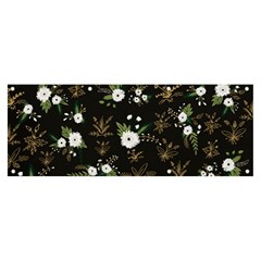 Black And White Floral Textile Digital Art Abstract Pattern Banner And Sign 8  X 3 