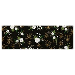 Black And White Floral Textile Digital Art Abstract Pattern Banner And Sign 12  X 4  by danenraven