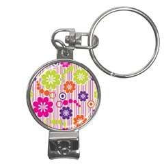 Multicolored Floral Wallpaper Pattern Background Texture Surface Nail Clippers Key Chain