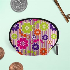 Multicolored Floral Wallpaper Pattern Background Texture Surface Accessory Pouch (small) by danenraven