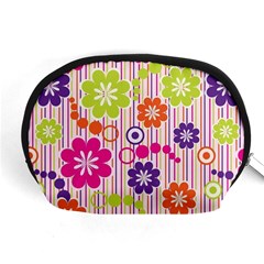 Multicolored Floral Wallpaper Pattern Background Texture Surface Accessory Pouch (medium) by danenraven