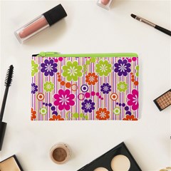 Multicolored Floral Wallpaper Pattern Background Texture Surface Cosmetic Bag (xs) by danenraven