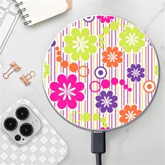 Multicolored Floral Wallpaper Pattern Background Texture Surface Wireless Charger by danenraven