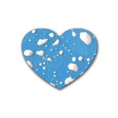 Ice Cream Bubbles Texture Rubber Heart Coaster (4 Pack) by dflcprintsclothing