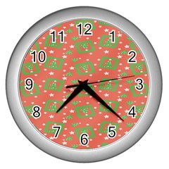 Christmas Textur Wall Clock (silver) by artworkshop