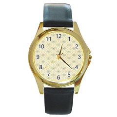 Christmas Textur 03 Round Gold Metal Watch by artworkshop