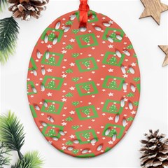 Christmas Textur 01 Oval Filigree Ornament (two Sides) by artworkshop